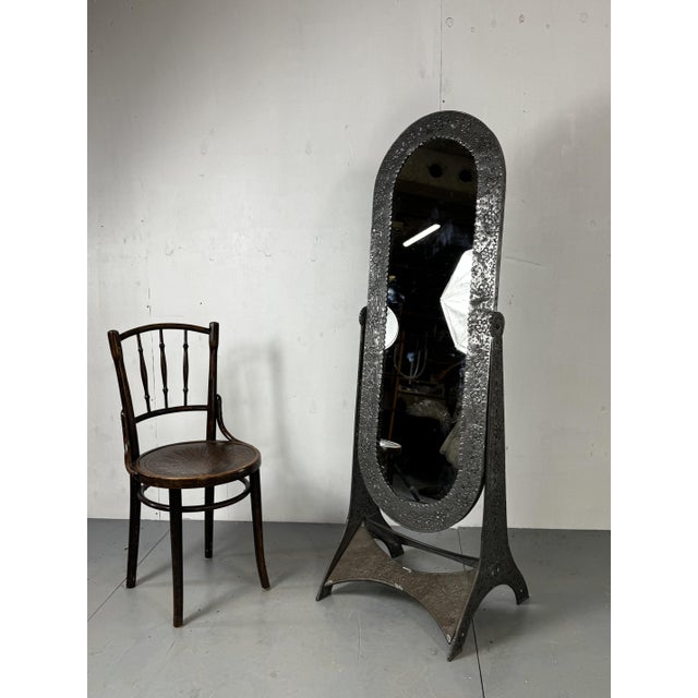 Vintage bohemian metal Floor standing dressing mirror, 1980s