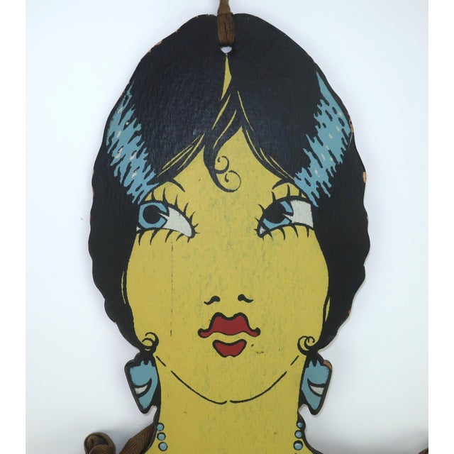 Mid-Century Modern Don Shasteen Studios Hand Painted Art Deco 'Laundress' Hanging Bag, 1920's For Sale - Image 3 of 12