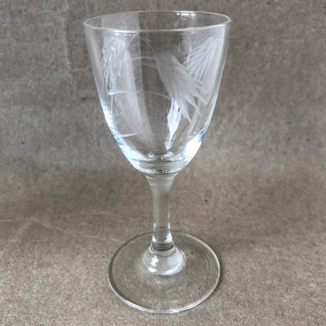 Noritake Sasaki Etched Wheat Pattern Crystal Cordial Glasses Set of 8