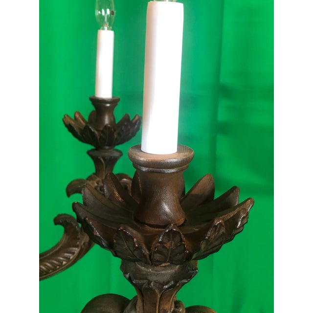 Vintage Italian Hand Carved 2 Tier Chandelier With 12 Lights For Sale - Image 9 of 13