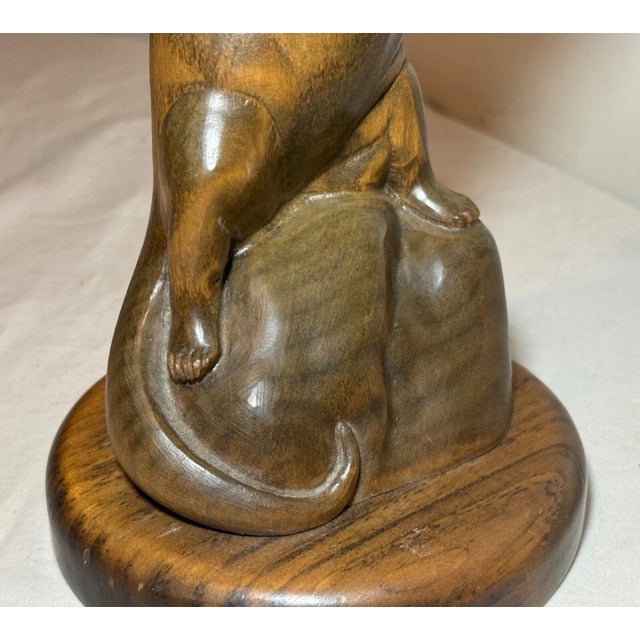 Share Vintage Hand Carved Wood Metal Standing Sea Otter Animal Sculpture Statue Figure For Sale - Image 11 of 11