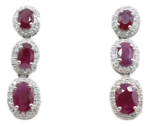 Late 19th Century Ruby and Diamond Dangle Earrings- 2 Pieces