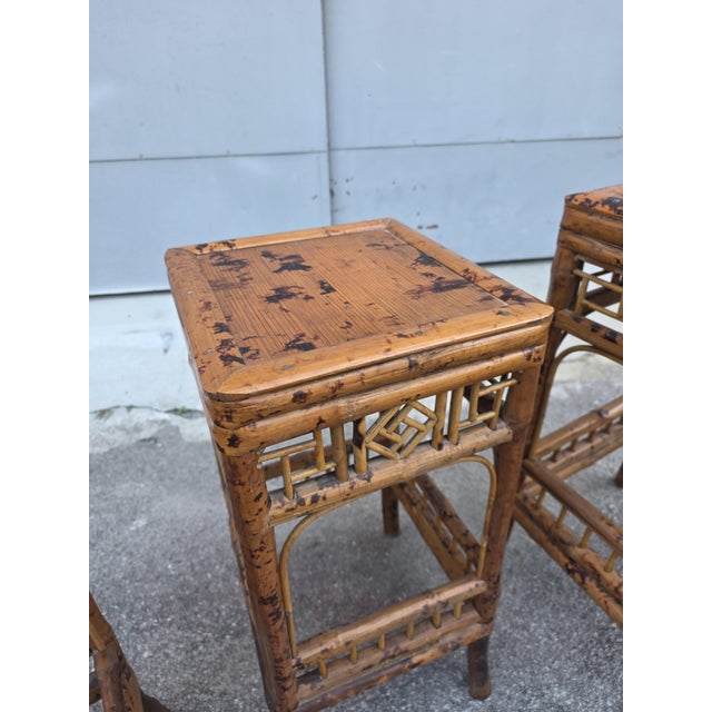 Wood Art Nouveau Bamboo Stacking Tables, Italy, 1920s, Set of 3 For Sale - Image 7 of 17