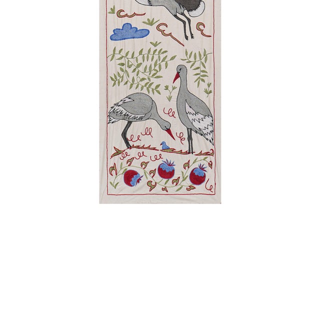 Mid-Century Modern Uzbek Suzani Wall Art - Animal Pictorial Wall Decor For Sale - Image 3 of 10