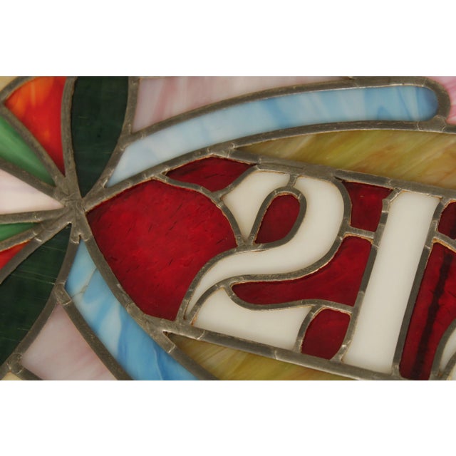 Tan Vintage Stained Glass Transom Window or Hanging Decor For Sale - Image 8 of 13