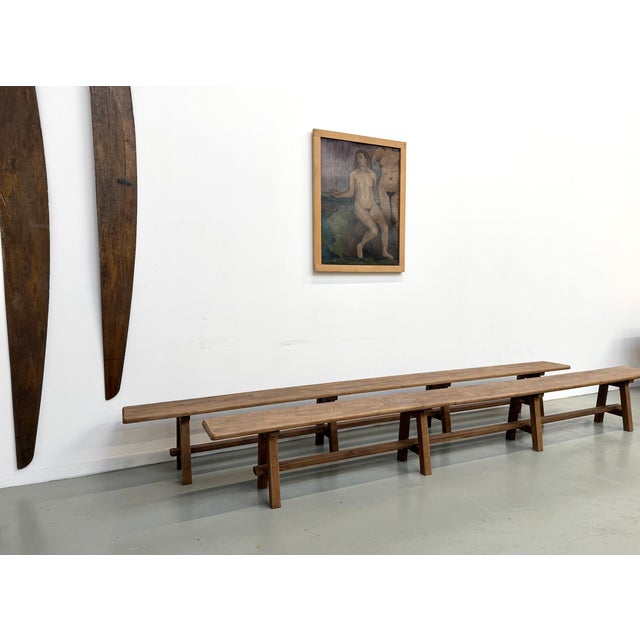 Benches in Oak, 1950s, Set of 2 For Sale - Image 3 of 15