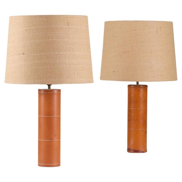 Leather Table Lamps attributed to Bergboms, Sweden, 1960s, Set of 2 For Sale - Image 11 of 11