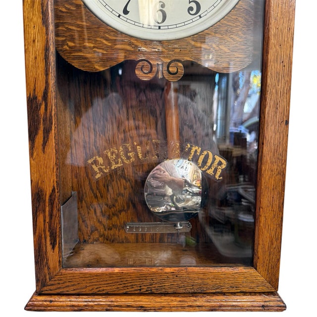 Rare Antique Simplex Time Recorder Co Oak Case Clock 31" Fully Restored 30day For Sale In Los Angeles - Image 6 of 12