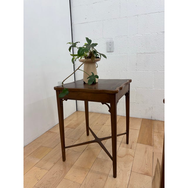 Pair of Antique Georgian Revival Mahogany Leather-Top Nightstand For Sale - Image 4 of 8