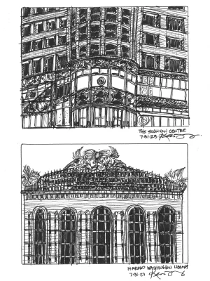 Chicago Sketch: The Sullivan Center & Harold Washington Library