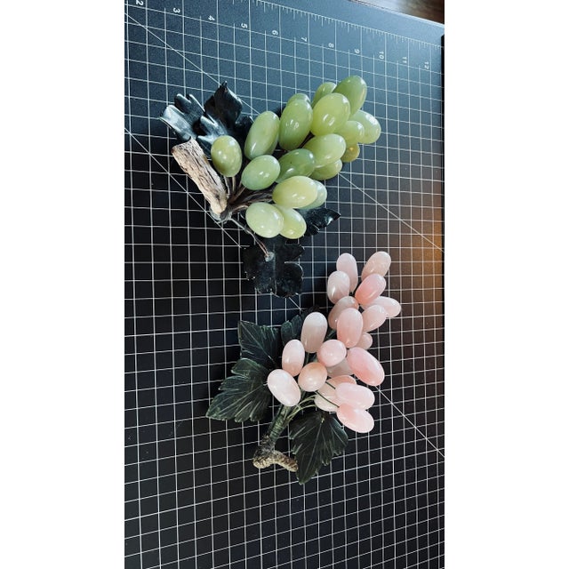 Italian Mid 20th Century Pink & Green Quartz Grapes Clusters- Set of 2 For Sale - Image 3 of 6