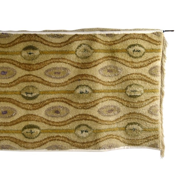 Vintage Mid-Century Modern Fiber Art Wall Tapestry Dated 1962 For Sale - Image 4 of 11