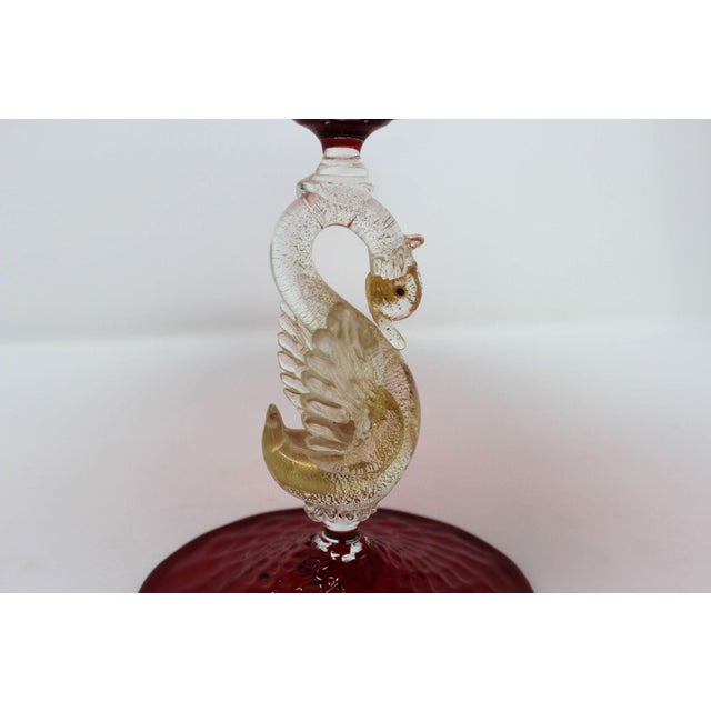 1950s Vintage Red and Gold Fleck Murano Candy Dish For Sale - Image 5 of 6