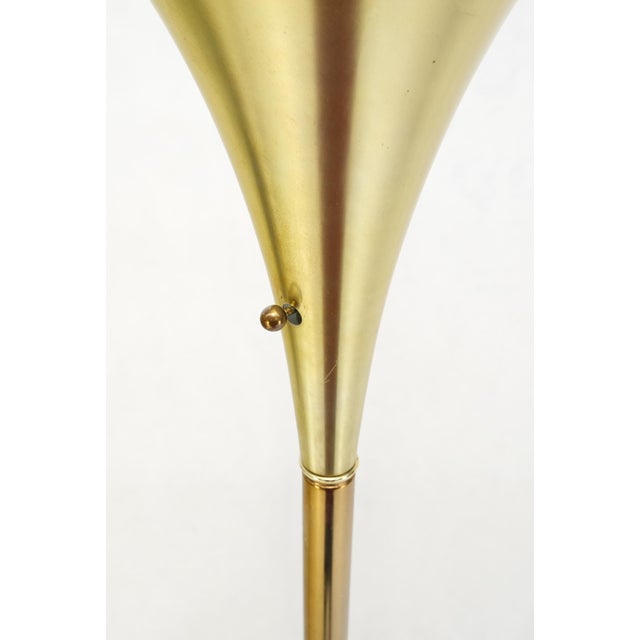 Pair of Mid Century Modern Brass Trumpet Shape Floor Lamps Torcheres For Sale - Image 11 of 13
