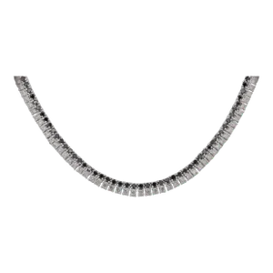 7 Carat Black and White Diamond Two Strand Necklace in 18k White Gold