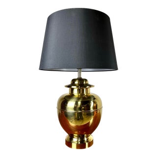 Mid Century Asian Style Brass Ginger Jar Table Lamp For Sale