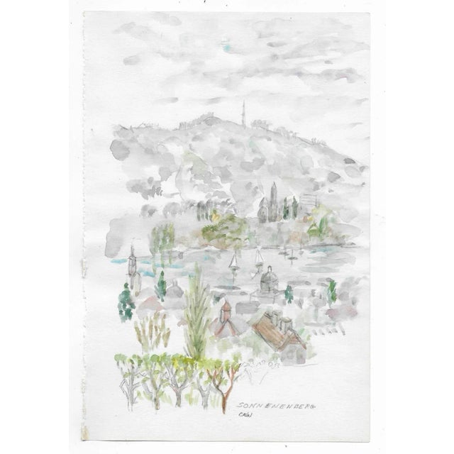 Sonnenberg watercolor by New York artist Myriam Cahn (1933-2018). Salmagundi Club named an award after her in 2019. Signed...