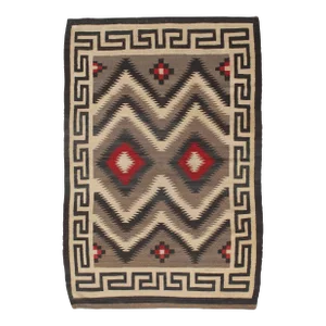 Vintage Navajo Oriental Handmade Wool Red, Black & Ivory Rug