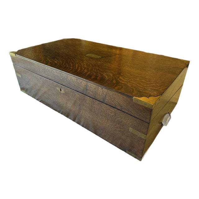 Antique Oversized Portable Oak Writing Desks With Hidden Drawer For Sale