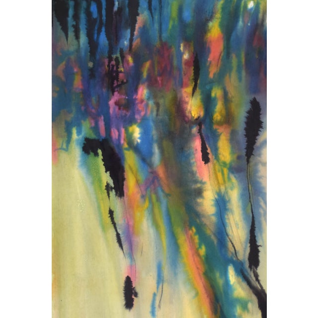 Large Vintage Mid Century Abstract Expressionist Watercolor Painting by Gene Hutner For Sale - Image 4 of 6