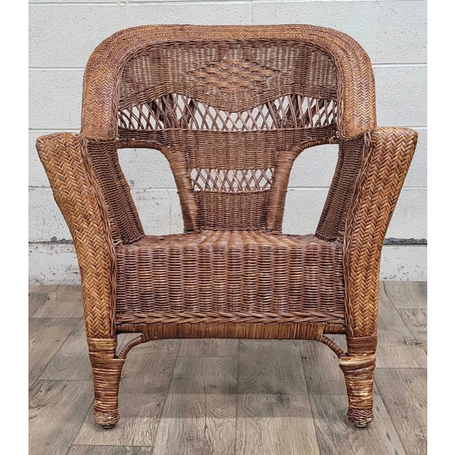 Willow Style Woven Wicker Outdoor Patio Sunroom Chair For Sale - Image 4 of 12