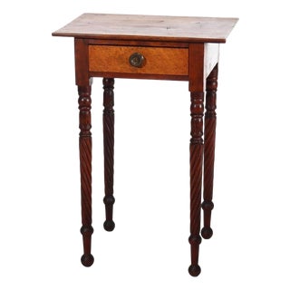 Antique Sheraton Mahogany & Birds Eye Maple Side Stand With Rope-Twist Legs For Sale