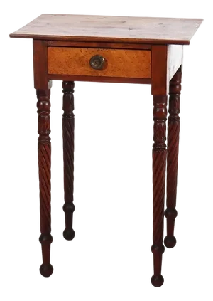 Antique Sheraton Mahogany & Birds Eye Maple Side Stand With Rope-Twist Legs