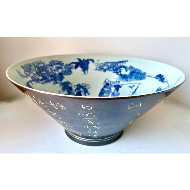 Blue & White Chinoiserie 16" Bowl-Tozai Home For Sale - Image 10 of 10