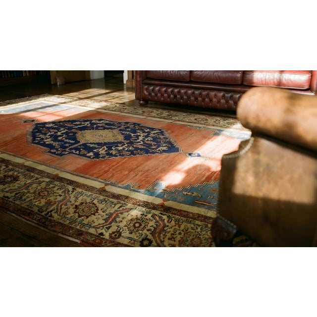 1870s Orange Medallion Antique n.w. Persian Bakshaiesh Rug 8'3" X 15' Hand Knotted Wool Carpet For Sale - Image 11 of 13