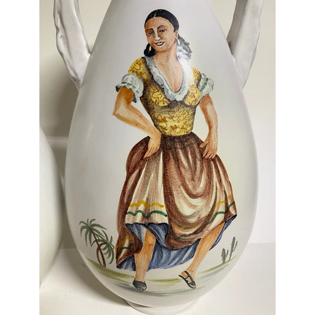 Mid-Century Modern Pair Mid-Century Modern Alfa Italian Pottery Vases With Dancers For Sale - Image 3 of 10
