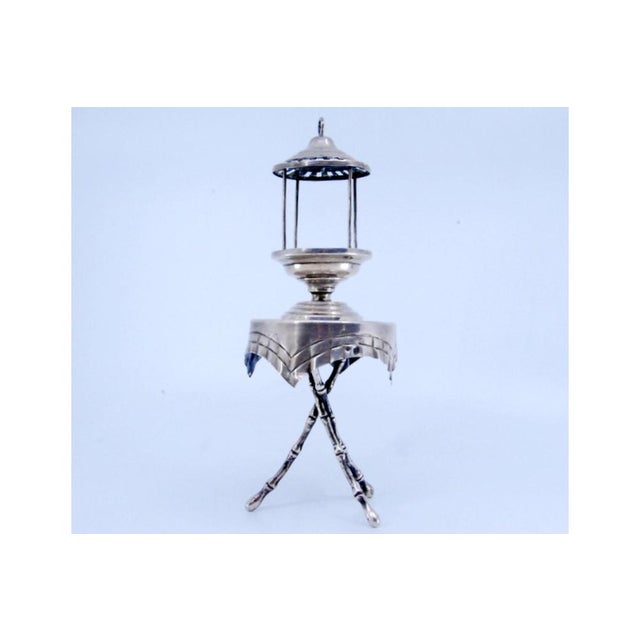 Silver Table-Shaped Silver Toothpick Holder with Bird Cage and Bamboo Legs For Sale - Image 8 of 10