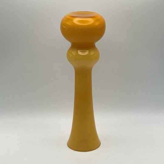 1960s Empoli Butterscotch Art Glass Cased Double Ball Fluted Bud Vase For Sale - Image 10 of 12