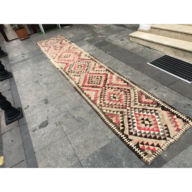 Tribal Handmade Vintage Tribal Long Runner Kilim Rug For Sale - Image 3 of 11