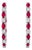 Late 20th Century 14K White Gold Diamond Ruby Hoop Earrings, Pair For Sale