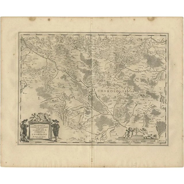 17th Century Antique Map of the Region of Charolais by Janssonius, 1657 For Sale - Image 5 of 5