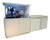 Late 20th Century Contemporary Painted Raffia Motorized Lift Bar Cabinet | Illuminated Entertaining Credenza | Hidden Cocktail Station For Sale