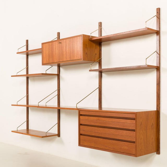 1960s Vintage Teak Wall Unit with Desk by Poul Cadovius for Cado, 1960s For Sale - Image 5 of 18