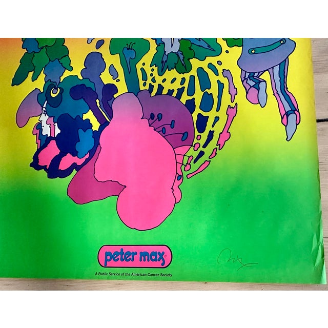 1960s Vintage Signed Peter Max Poster 1970s American Anti Smoking Pop Art For Sale - Image 5 of 5