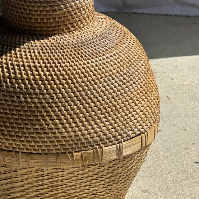 Indonesian Wickerwork Jar Basket For Sale - Image 18 of 18
