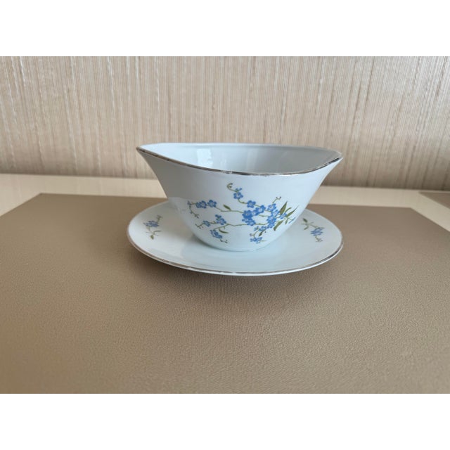 Chodziez Fine China Gray Boat in Brenda Pattern For Sale - Image 4 of 6