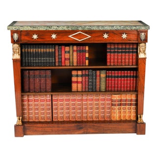 Antique Mid-19th Century Empire French Marble Top Open Bookcase For Sale