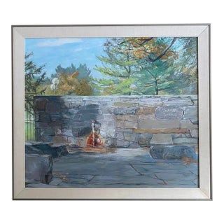 1980s Saratoga "Charlie Spring" 1986-40 Oil on Masonite by Anne Diggory in a Frame For Sale