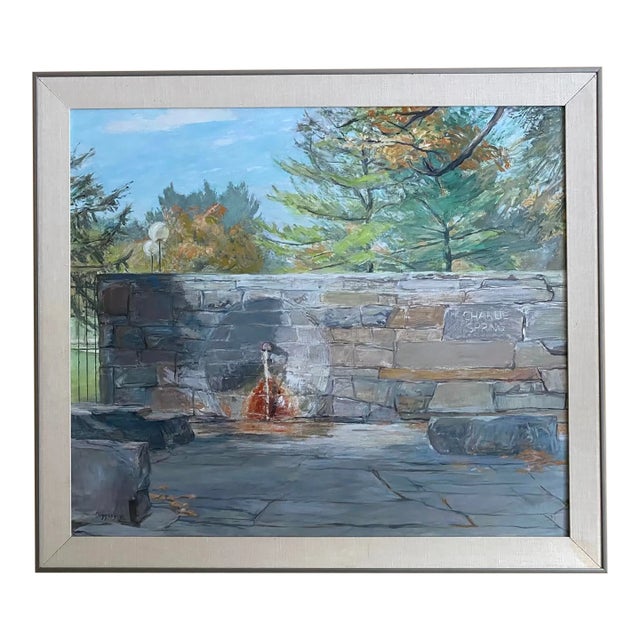 1980s Saratoga "Charlie Spring" 1986-40 Oil on Masonite by Anne Diggory in a Frame For Sale