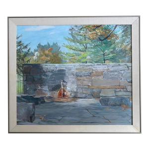 1980s Saratoga "Charlie Spring" 1986-40 Oil on Masonite by Anne Diggory in a Frame