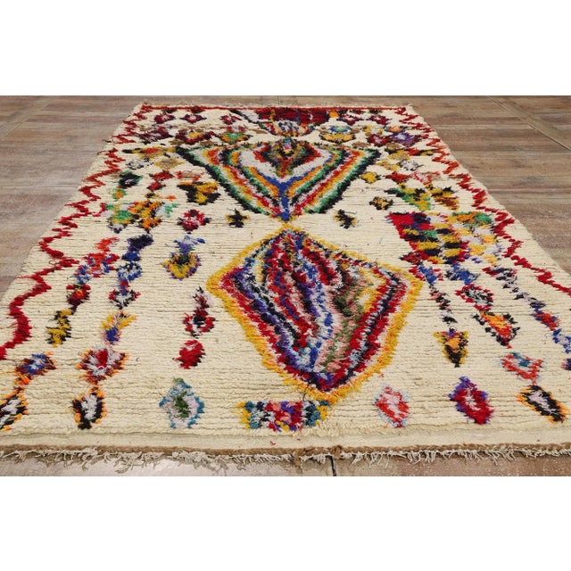 Beige Colorful Vintage Moroccan Azilal Rug - 04'09 X 10'00 For Sale - Image 8 of 9