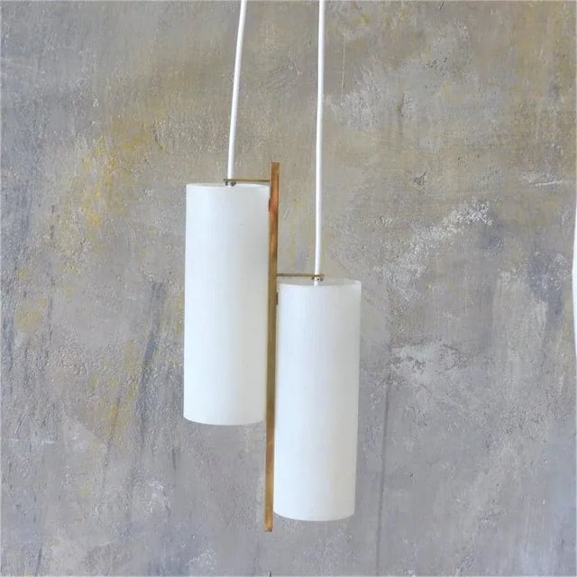 Scandinavian Ceiling Lamp in Brass and Opal Glass, 1950s For Sale - Image 12 of 18