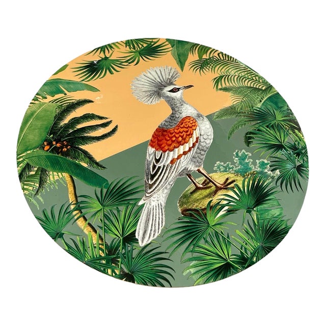 Handmade La Corallina Firenze "Jamaica" Series Crowned Crane Round Hard Placemat For Sale