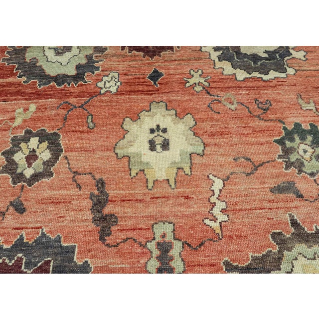 Turkish Oushak Old Wool Rug 9'1" x 13'10" #30135 For Sale - Image 4 of 8