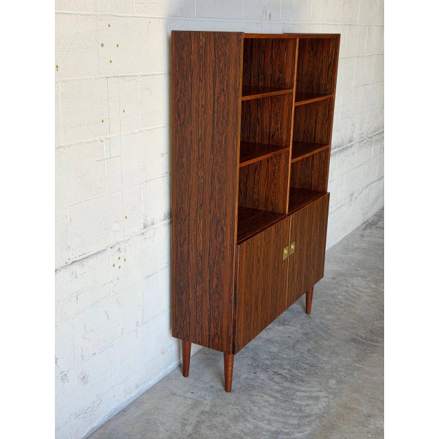 Rosewood Bookcase Storage Cabinet With Lower Doors Danish Mid-Century Modern 1960s For Sale In Los Angeles - Image 6 of 11