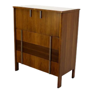 John Widdicomb Mid Century Modern Walnut Gentlemen's High Chest Dresser